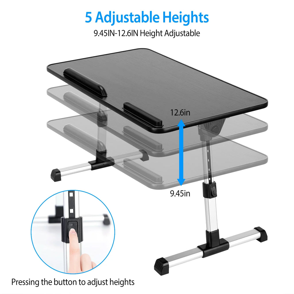 Foldable Laptop Table Stand Portable Desk Bed Tray Height Angle Adjustable T95571