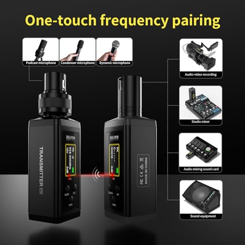 UHF Wireless XLR Transmitter and Receiver with Dual Antennas, 470ft Range, Plug-on Mic Adapter J8486