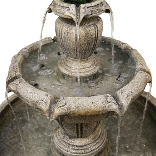 Outdoor Floor Water Fountain, 3-Tier Concrete with Electric Pump C406329