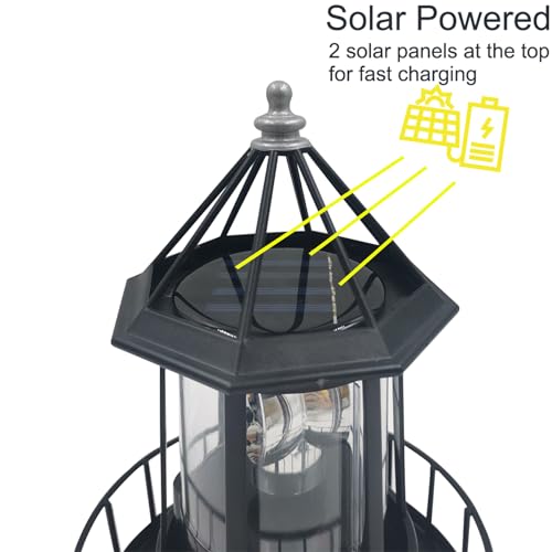 Solar Lighthouse Rotating Light, IP65 Waterproof for Patio Garden Decor H598474