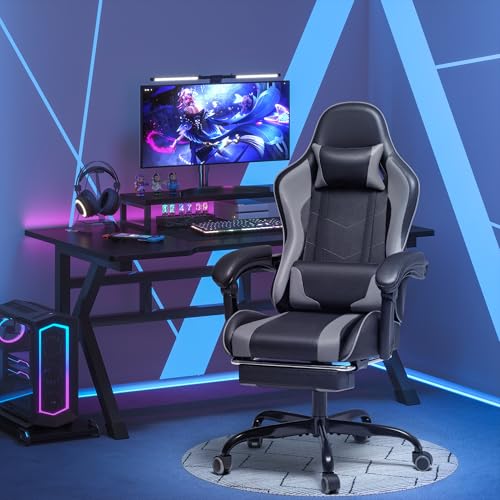 Gaming Chair with Footrest and Massage Lumbar Support J131131