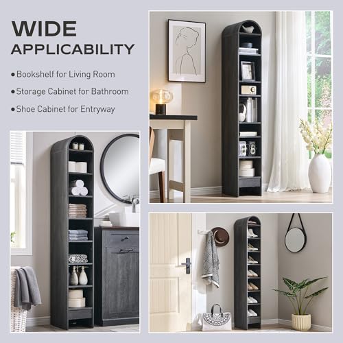 Arched Bookshelf, 7-Tier Bookcase with Adjustable Shelves A456