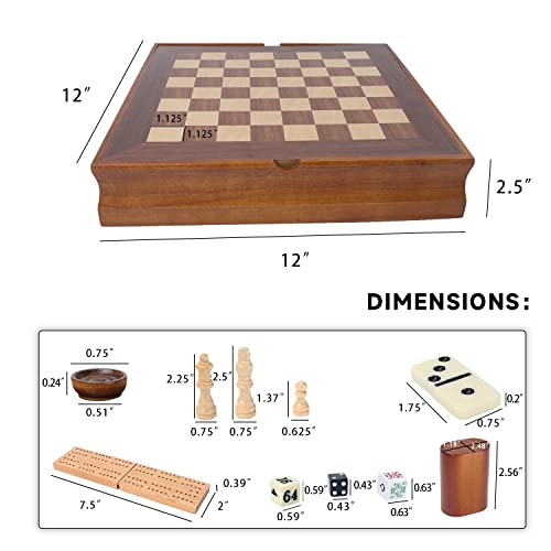 16" 3-in-1 Wooden Folding Chess, Checker & Backgammon Board Game Set L259