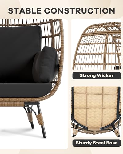 Wicker Egg Chair with Cushions and Ottoman L257