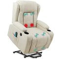 Best Choice Products PU Leather Electric Power Lift Chair, Recliner Massage Chair, Adjustable Furniture for Back, Legs w/ 3 Positions, USB Port, Heat, Cupholders, Easy-to-Reach Side Button - Brown