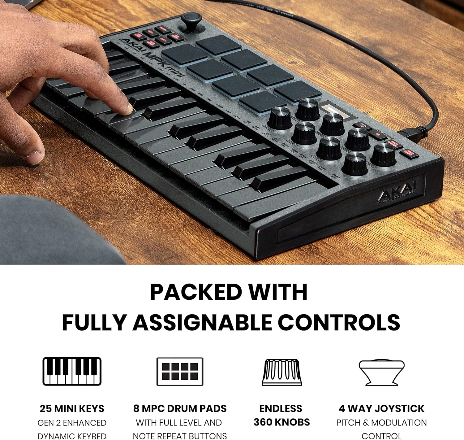 MPC Studio MIDI Controller Beat Maker & 25 Key USB MIDI Keyboard with 8 Drum Pads T360019