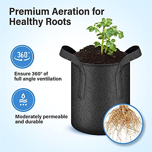 Plant Grow Bags 5 Gallon 10-Pack Tan Heavy Duty Aeration Fabric Pots with Strap Handles N82724