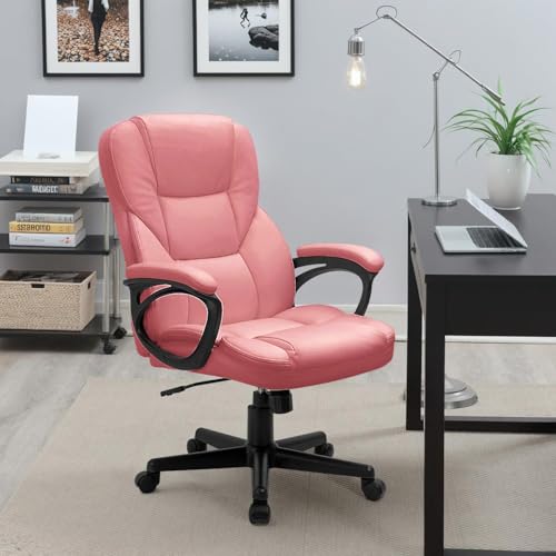 Office Executive Chair High Back Adjustable Swivel PU Leather with Lumbar Support I3854