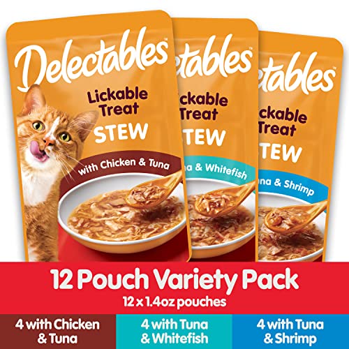 Lickable Wet Cat Treats for Adult & Senior Cats, Variety Pack, 30 Count C7744
