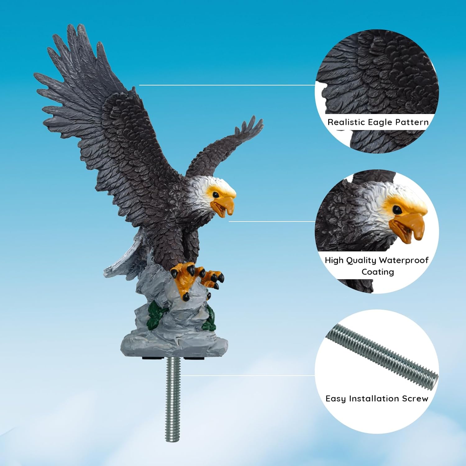 Eagle Flagpole Topper Outdoor Waterproof 10.62 Inch O640