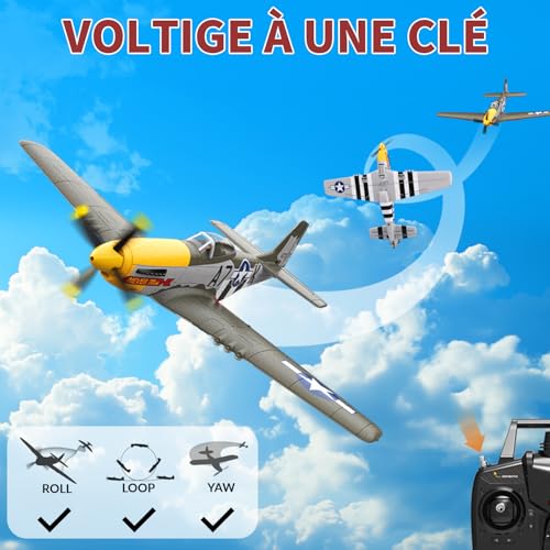 3 Channel RC Plane P-51D Mustang, Remote Control Airplane Ready to Fly, 2.4GHz 6-axis Gyro Stabilizer, Easy to Fly for Kids & Beginners G5520