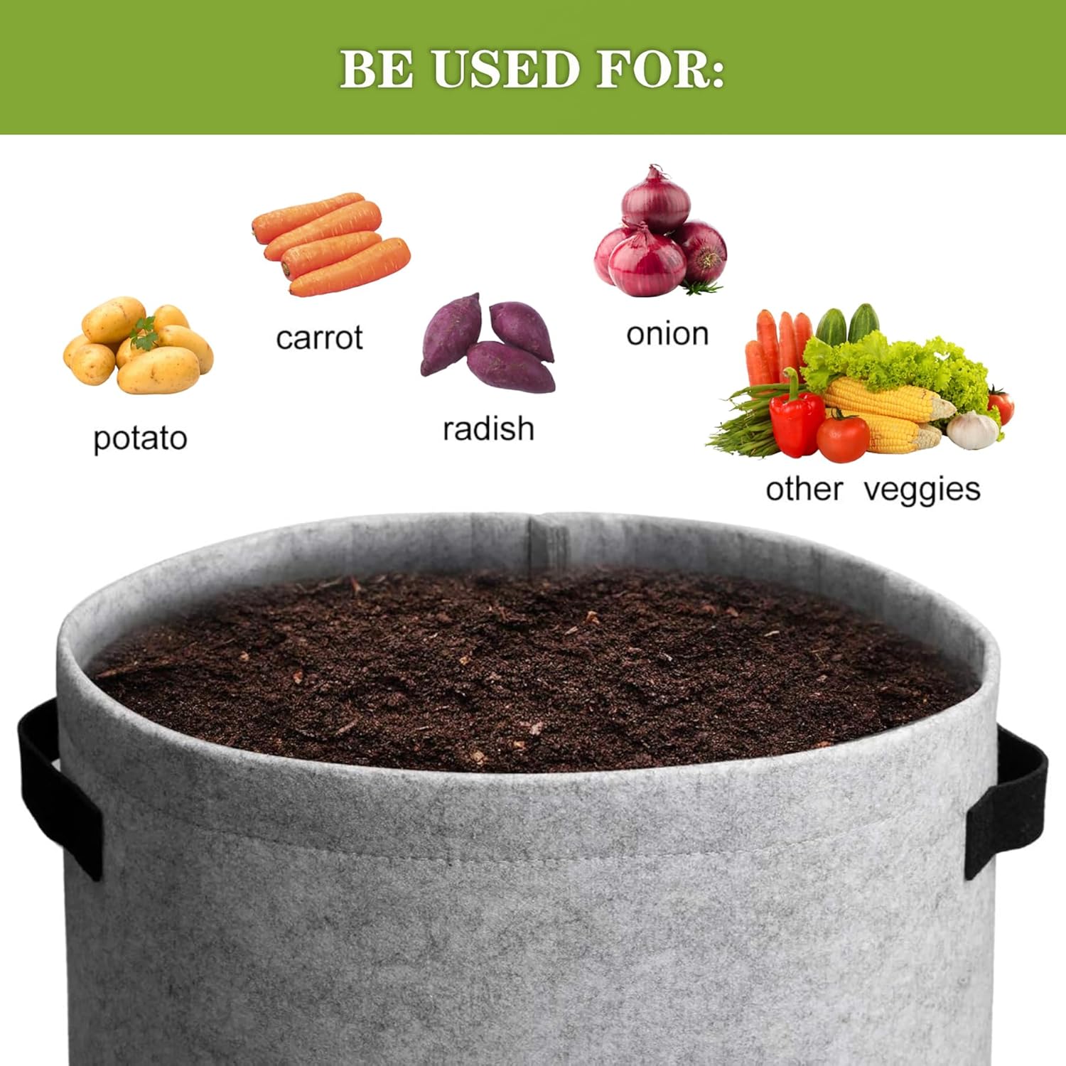 10 Gallon Potato Grow Bags with Flap, 5-Pack W2228