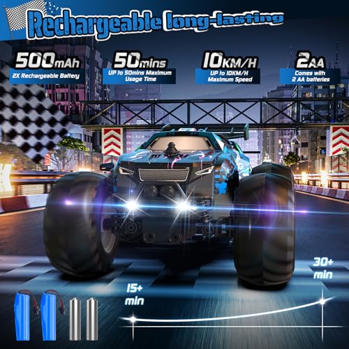 Remote Control Car, All-Terrain Truck for Boys, Rechargeable with LED, 2.4GHz H693
