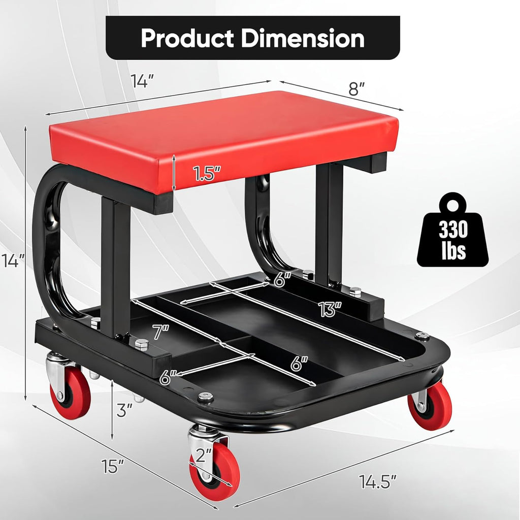 Garage Roller Seat with Tool Tray, Heavy Duty Mechanic Creeper, 250 LBS Capacity A890