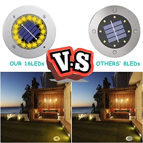 Solar Ground Lights Waterproof Outdoor Garden Disk Lights 16LED Warm Light Q124545