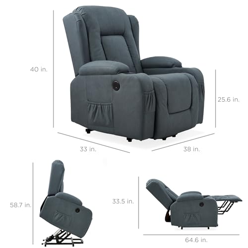 Electric Power Lift Recliner Massage Chair with Heat and USB Port, Brown M560374