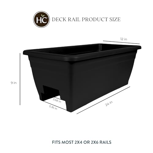 Deck Railing Planter Box - Lightweight Weatherproof Plastic for Outdoor Balcony, Porch, Garden G962