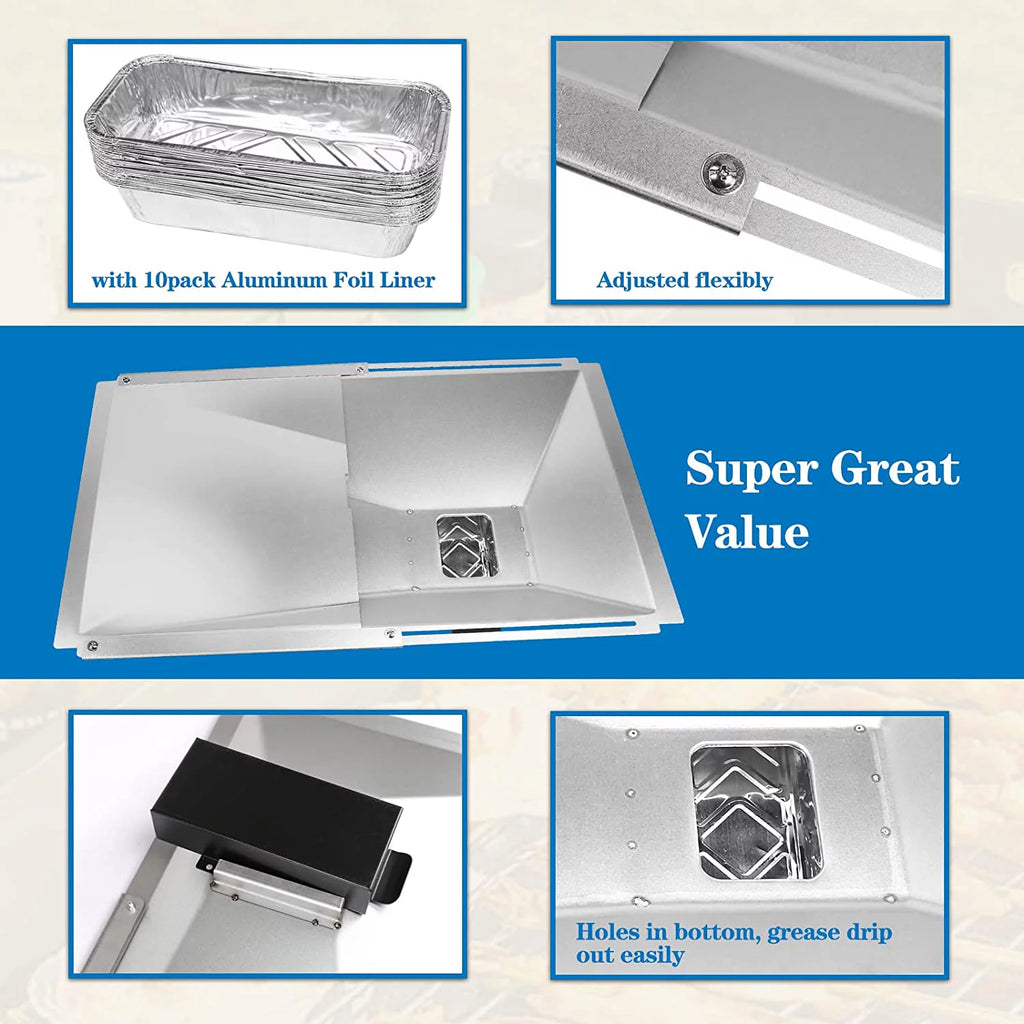 Grease Tray with Catch Pan and Foil Liner for Gas Grill, 10 Pack B82012