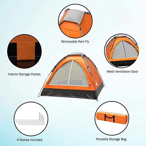 2-Person Camping Tent with Rain Fly and Carrying Bag, Lightweight for Backpacking and Hiking T539085