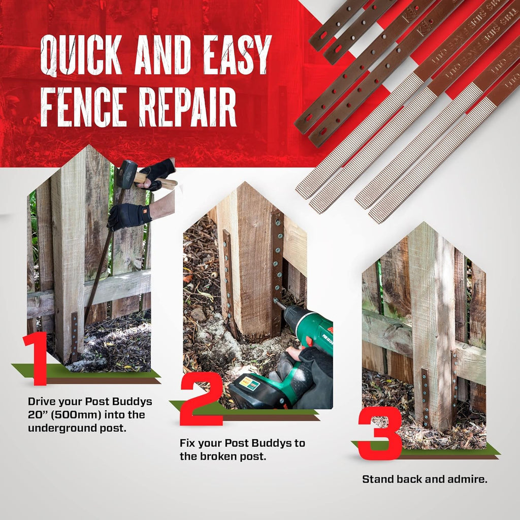 Pack of 4 Fence Post Repair for 2 Broken Wood Posts Z97495