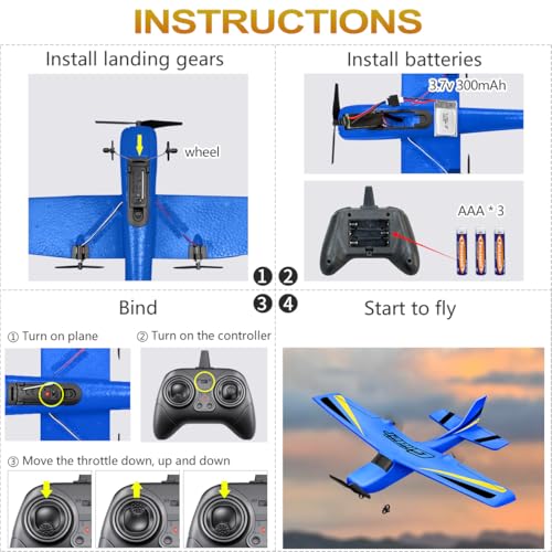 RC Airplane Ready to Fly, 2.4GHz Remote Control Glider for Kids W3947