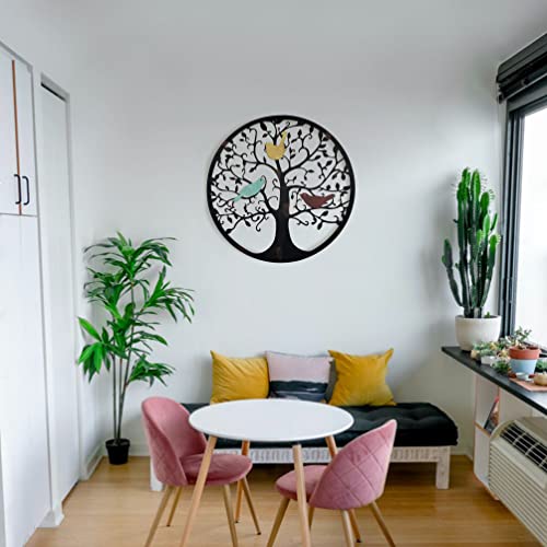 Metal Wall Art Tree of Life Decor 23 Inch Black D58963