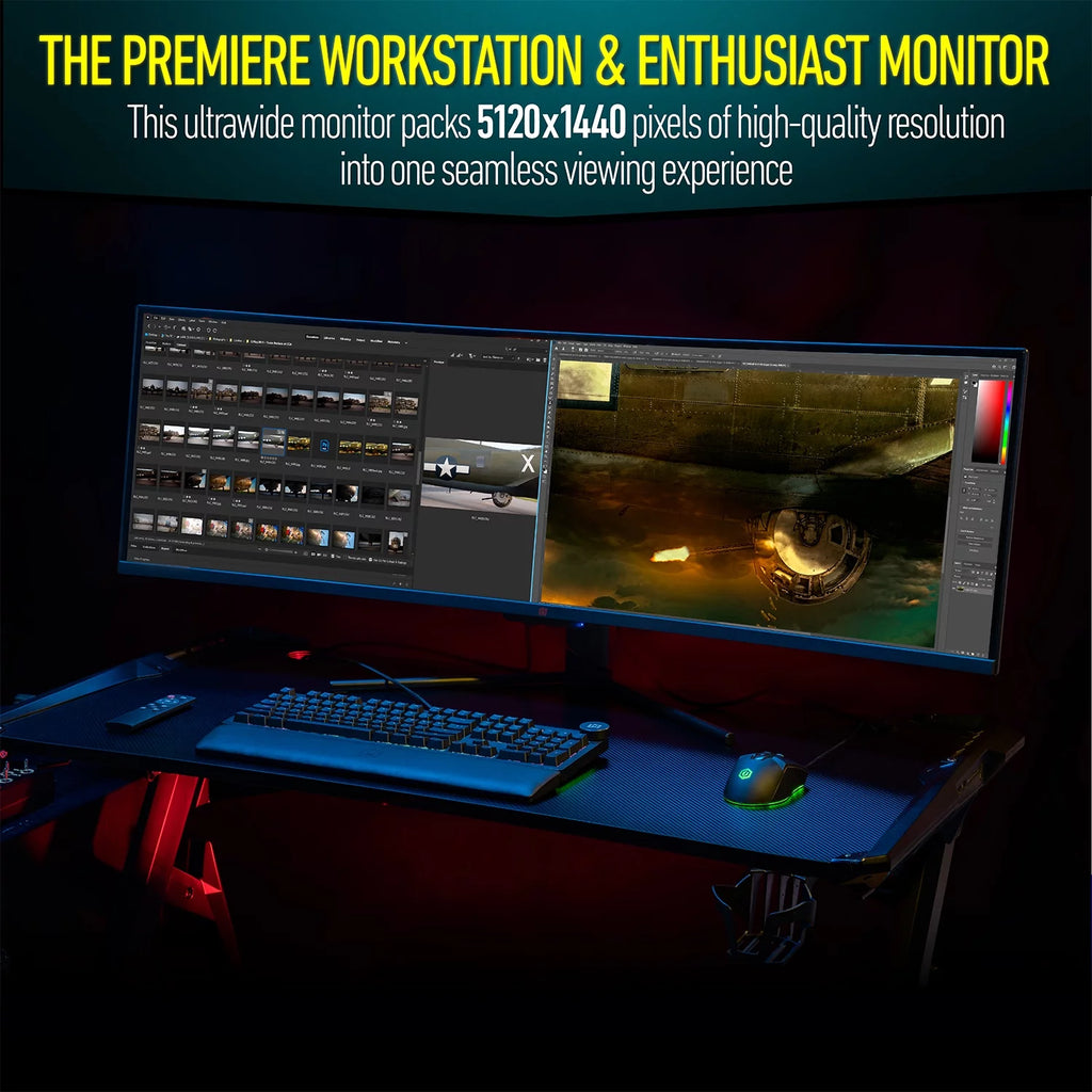 49" Curved Ultrawide 5K Gaming Monitor, 32:9, 120 Hz, Adjustable H16120