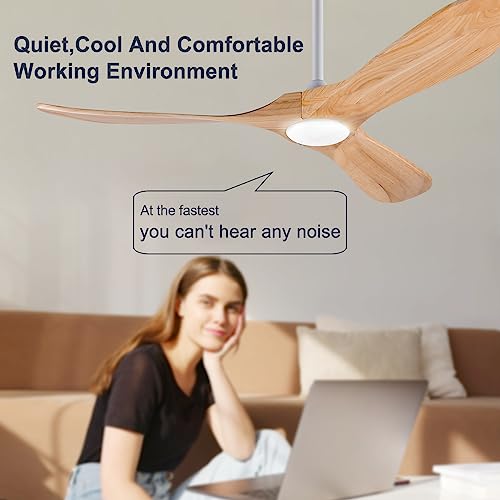 Wood Ceiling Fan with Lights Remote Control, 52 Inch, 6 Speed Reversible F4028