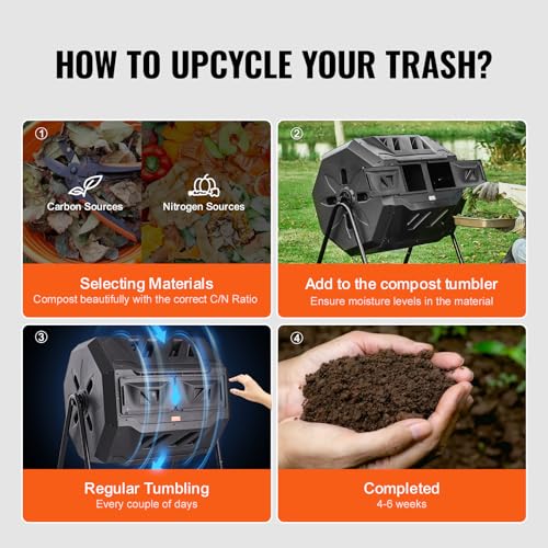 Dual Chamber Composting Tumbler with Steel Frame, 43 Gal D4253