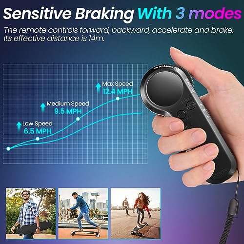 Electric Skateboard with Remote, Brushless Motor, 12.4MPH Top Speed, 13 Miles Range I56409