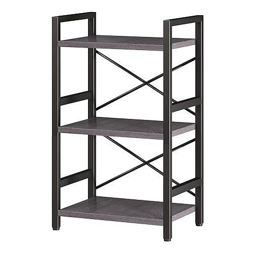 3 Tier Industrial Bookcase, Rustic Etagere Bookshelf for Living Room U5786