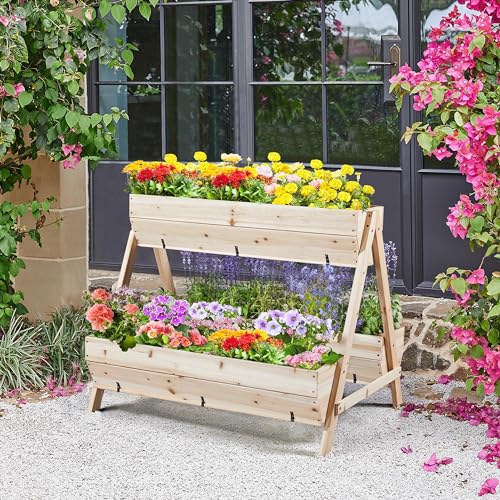 Wooden Raised Garden Bed with Legs 3 Tiers Elevated Planter Box Outdoor B602