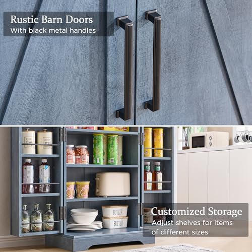 Farmhouse Storage Cabinet with Barn Doors and Adjustable Shelves X3170