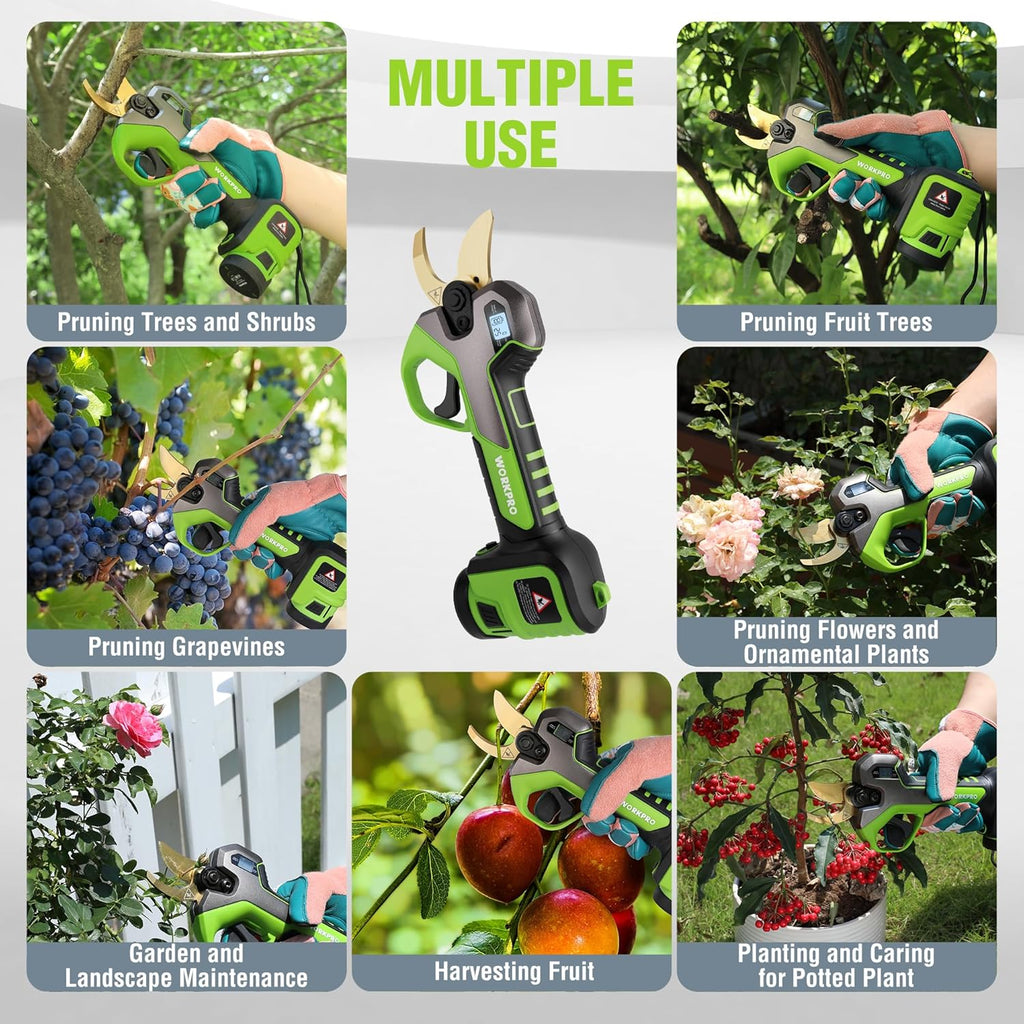 Electric Pruning Shears, Cordless Tree Pruner with 2 Batteries and Charger A26029