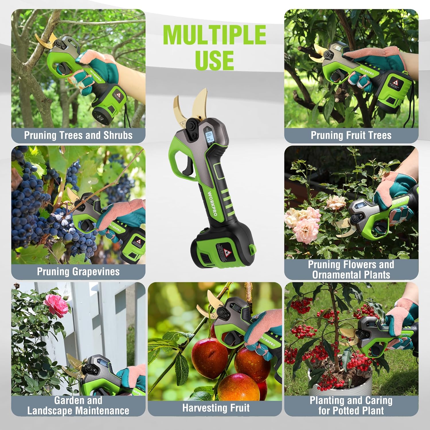 Electric Pruning Shears, Cordless Tree Pruner with 2 Batteries and Charger A26029