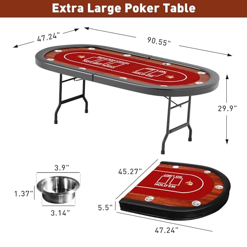 Foldable Blackjack Poker Table with Cup Holders G3690