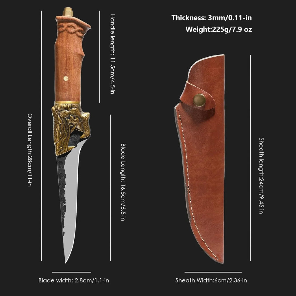 Fillet Knife with Leather Sheath for Camping and Hunting C677