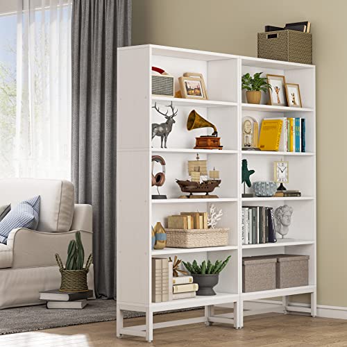 Tall Bookcase with LED Lights, 5-Tier Storage Shelves T8450