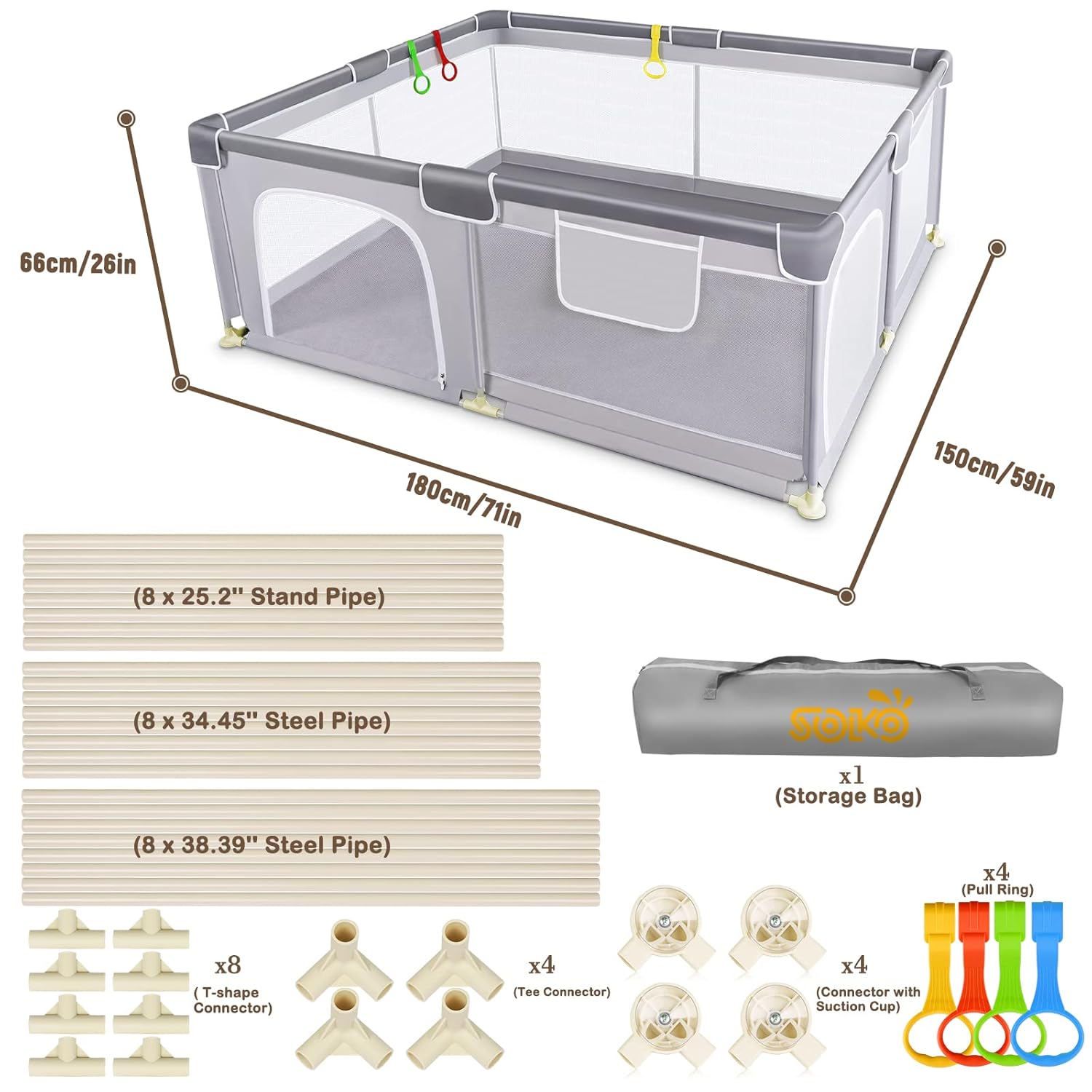 Baby Playpen Extra Large for Toddlers Indoor Outdoor Safety Yard U19988