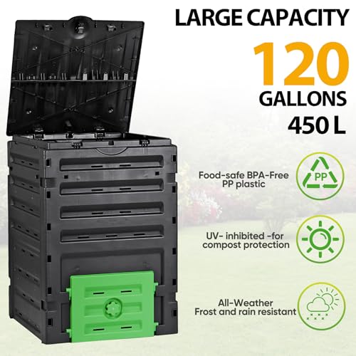 Compost Bin, 80 Gallon Outdoor Tumbler, BPA-Free, Easy Assembly H5747