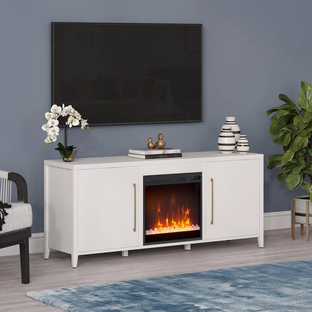 Rectangular TV Stand with Fireplace for TVs up to 65", White O935646
