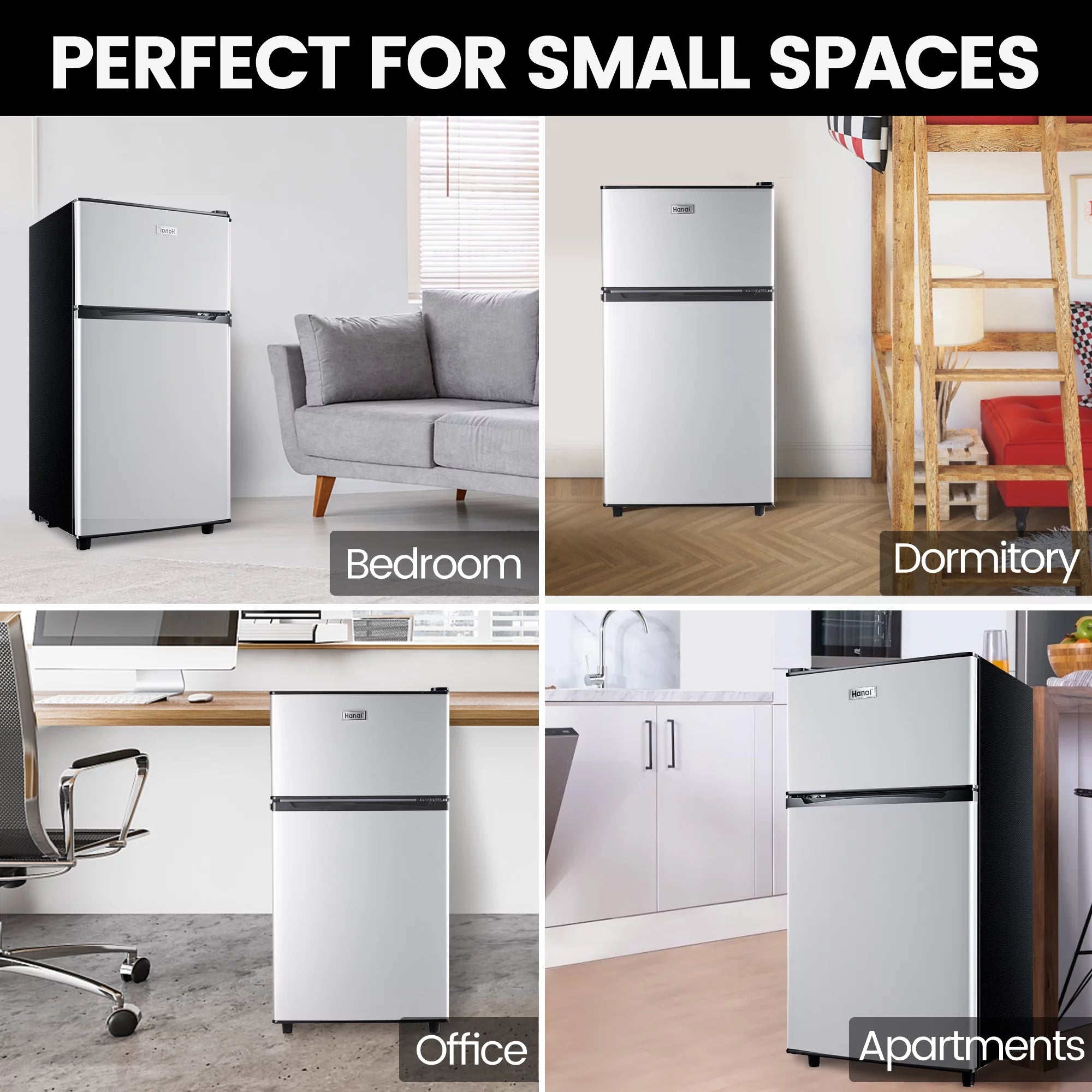 Two Door Mini Fridge with Freezer, 3.5 Cu ft H237