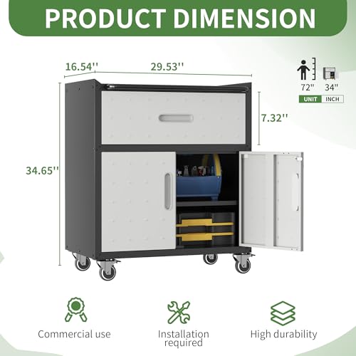Rolling Tool Storage Cabinet with 4 Drawer and Locking Door U282375