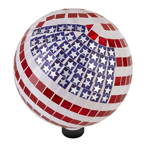 Patriotic Glass Mosaic Gazing Globe for Yard Decor M514
