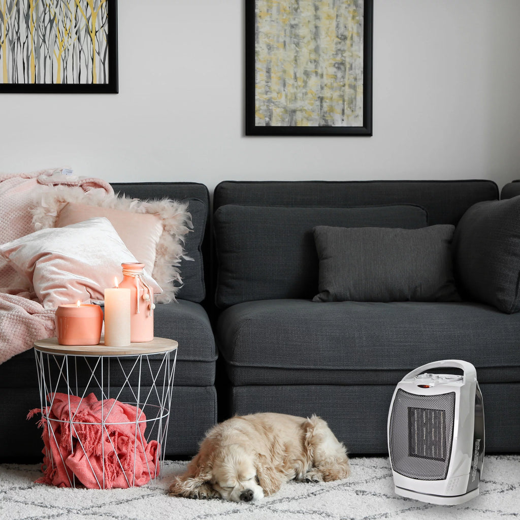 Oscillating Ceramic Heater, 1500W, Adjustable Thermostat E7454
