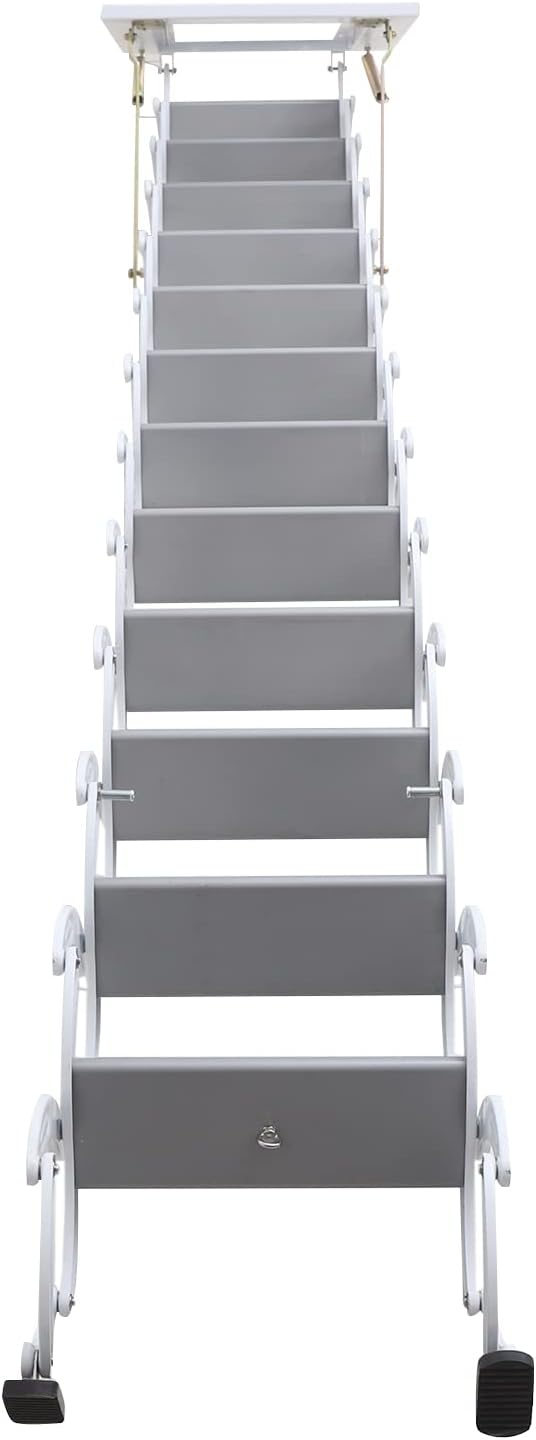 Folding Loft Ladder with Pull Down System, 122in Wall-Mounted Attic Stairs U260236