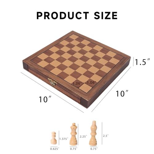 16" 3-in-1 Wooden Folding Chess, Checker & Backgammon Board Game Set L259