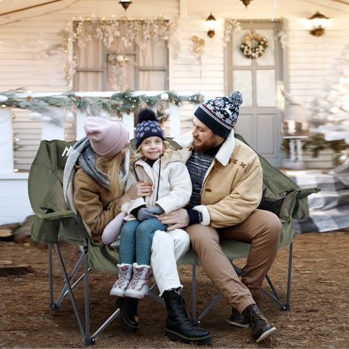 Padded Double Camping Chair for 2 Person with Cup Holders, Grey Y59052