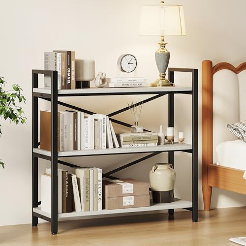 3 Tier Industrial Bookcase, Rustic Etagere Bookshelf for Living Room U5786