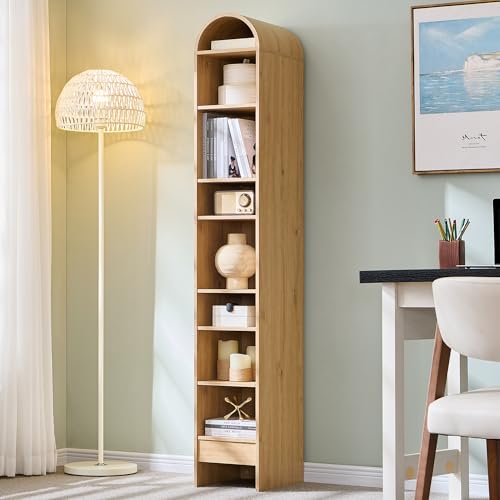 Arched Bookshelf, 7-Tier Bookcase with Adjustable Shelves A456